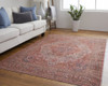 9' X 12' Red Tan And Pink Floral Power Loom Area Rug