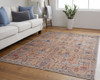 5' X 8' Tan Pink And Blue Floral Power Loom Area Rug