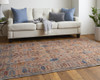 5' X 8' Tan Pink And Blue Floral Power Loom Area Rug