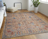 9' X 12' Tan Pink And Blue Floral Power Loom Area Rug