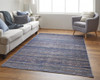 4' X 6' Blue Purple And Brown Floral Power Loom Area Rug