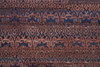 8' Red Brown And Blue Floral Power Loom Runner Rug