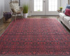 10' X 14' Red And Black Floral Power Loom Area Rug