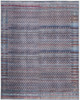 5' X 8' Tan Blue And Pink Striped Power Loom Area Rug