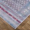 8' X 10' Tan Blue And Pink Striped Power Loom Area Rug