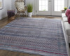 9' X 12' Tan Blue And Pink Striped Power Loom Area Rug