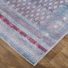 10' X 14' Tan Blue And Pink Striped Power Loom Area Rug