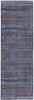 8' Tan Blue And Pink Striped Power Loom Runner Rug