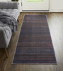 8' Blue Pink And Purple Floral Power Loom Runner Rug