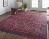 8' X 10' Red And Gray Geometric Power Loom Area Rug