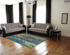 5' X 8' Blue Green And Taupe Stain Resistant Area Rug