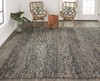 2' X 3' Gray Taupe And Black Wool Hand Woven Distressed Stain Resistant Area Rug