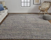 2' X 3' Purple Taupe And Gray Wool Hand Woven Distressed Stain Resistant Area Rug