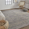 2' X 3' Purple Taupe And Gray Wool Hand Woven Distressed Stain Resistant Area Rug