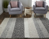 5' X 8' Gray Taupe And Tan Wool Striped Hand Woven Stain Resistant Area Rug