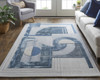 2' X 3' Blue Ivory And Gray Wool Striped Tufted Handmade Area Rug
