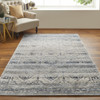 8' X 10' Blue And Ivory Power Loom Distressed Area Rug