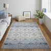 8' X 10' Blue And Ivory Power Loom Distressed Area Rug