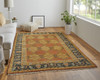 2' X 3' Tan Orange And Brown Wool Floral Hand Knotted Stain Resistant Area Rug