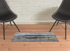2' X 3' Gray And Black Abstract Stain Resistant Area Rug