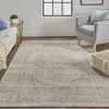 2' X 3' Ivory And Gold Floral Stain Resistant Area Rug
