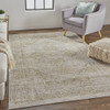 2' X 3' Ivory And Gold Floral Stain Resistant Area Rug