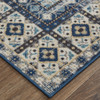 2' X 3' Ivory Tan And Blue Abstract Power Loom Distressed Stain Resistant Area Rug