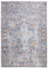 2' X 3' Blue Gray And Orange Floral Area Rug