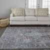 2' X 3' Blue Gray And Orange Floral Area Rug