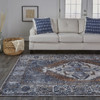 2' X 3' Blue Ivory And Brown Floral Area Rug