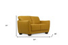 57" Mustard Leather And Black Standard Love Seat