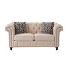 67" Beige 100% Linen And Black Standard Love Seat