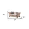 67" Beige 100% Linen And Black Standard Love Seat