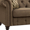 67" Brown 100% Linen And Black Standard Love Seat