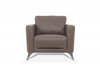 35" Taupe Genuine Leather And Black Arm Chair