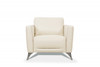 35" Cream Genuine Leather And Black Arm Chair