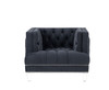 41" Charcoal Velvet And Black Tufted Arm Chair