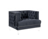 41" Charcoal Velvet And Black Tufted Arm Chair