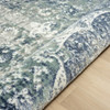 5' X 7' Blue Floral Stain Resistant Area Rug