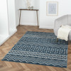 5' X 7' Blue Geometric Washable Area Rug