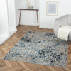 8' X 10' Blue Abstract Distressed Washable Area Rug