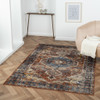 8' X 10' Blue Medallion Distressed Washable Area Rug