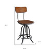 46" Chestnut Steel Swivel Low Back Adjustable Height Bar Chair With Footrest