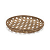 22" Brown Bamboo Weave Round Wood Tray