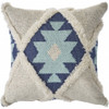 Set Of Two 20" X 20" Blue Geometric Zippered 100% Cotton Throw Pillow