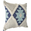 Set Of Two 20" X 20" Blue Geometric Zippered 100% Cotton Throw Pillow