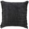 Set Of Two 20" X 20" Black Solid Color Zippered 100% Cotton Throw Pillow