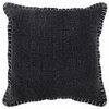 Set Of Two 20" X 20" Black Solid Color Zippered 100% Cotton Throw Pillow