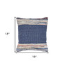 Set Of Two 18" X 18" Blue Striped Zippered 100% Cotton Throw Pillow