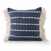 Set Of Two 20" X 20" Blue Striped Zippered 100% Cotton Throw Pillow